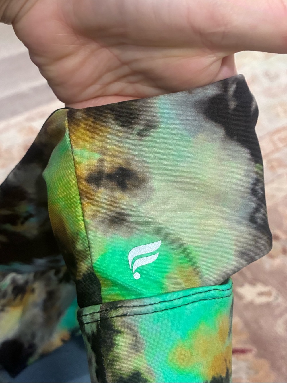 Fabletics Black Sports Bra with Green Multi Tie-Dye Racerback Top - Picture 2 of 7